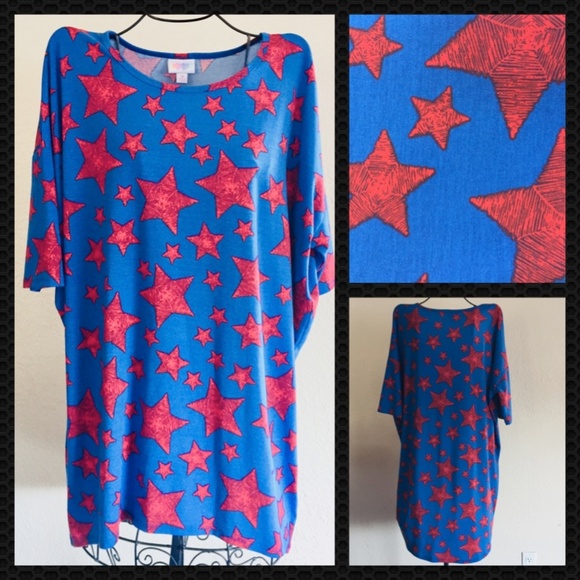 LuLaRoe Tops - LuLaRoe Star Blue Red Hi-Low Top    (MO)